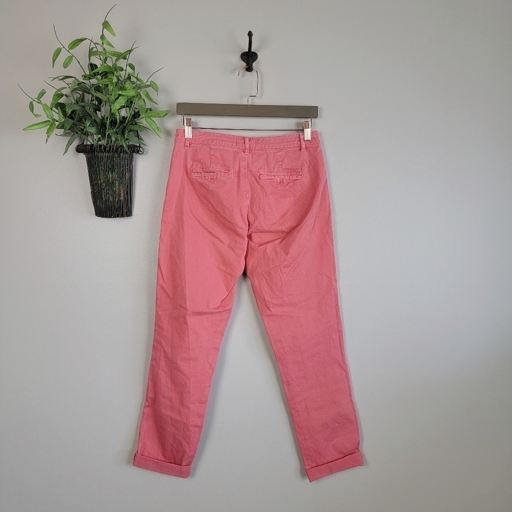 Anthropologie 26 Chino Pink Relaxed Fit Straight Stretch Ankle Cotton Pants 2 - Picture 11 of 14